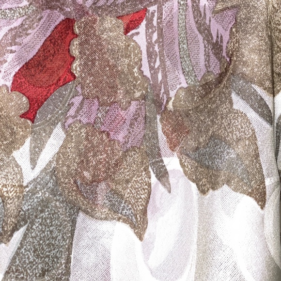 Giorgio Armani Silk Scarf Floral Abstract| Gray Beige Wine Ice Blue | 54" Square - Picture 6 of 7